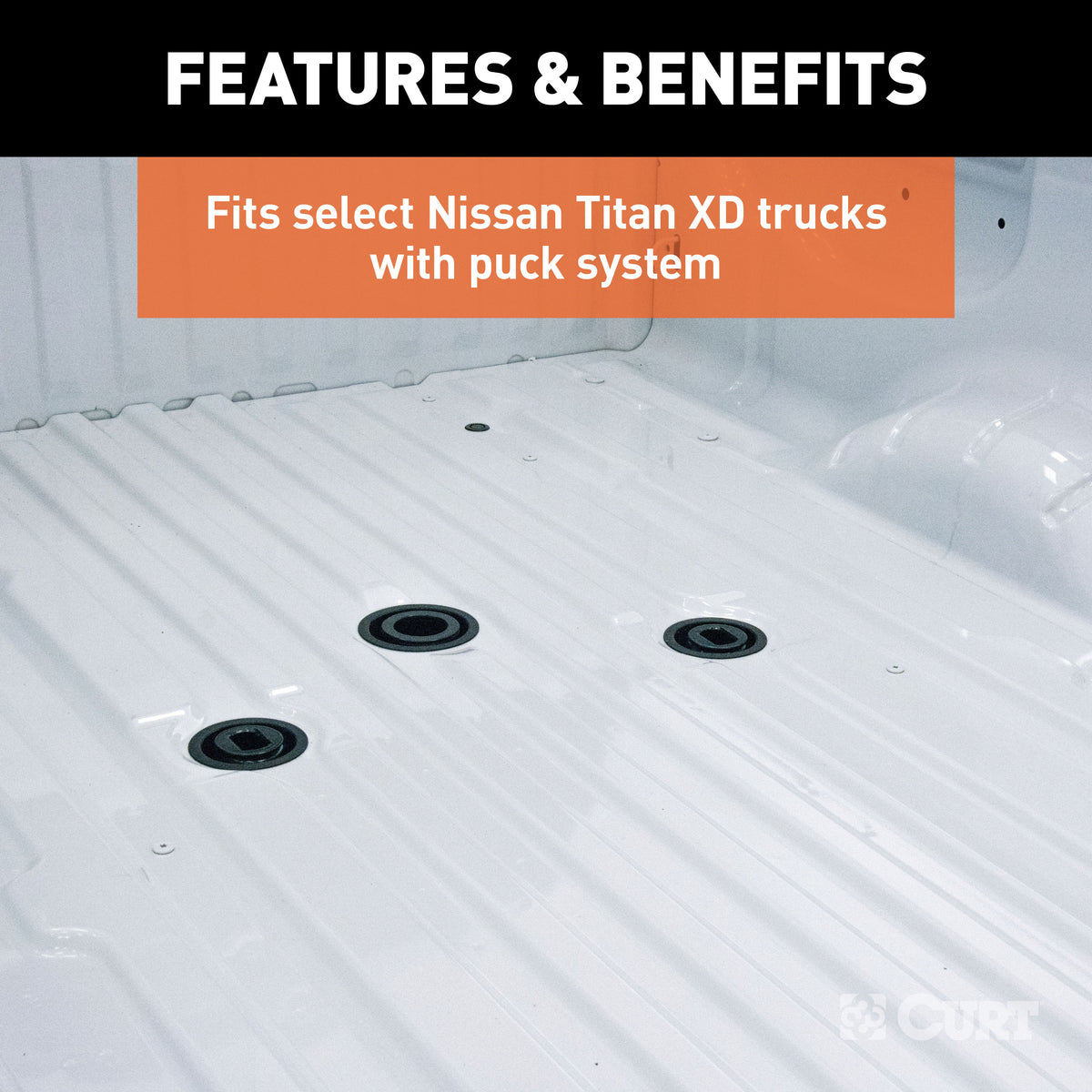 CURT 16074 A20 5th Wheel Hitch, 20,000 lbs, Select Nissan Titan XD, 8-Foot Bed Puck System
