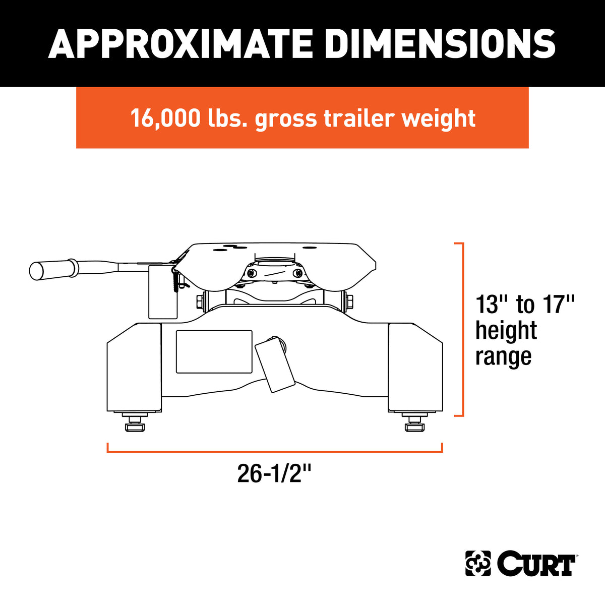 CURT 16091 A16 5th Wheel Hitch, 16,000 lbs, Select Chevrolet Silverado, GMC Sierra 2500, 3500 HD, 8-Foot Bed Puck System