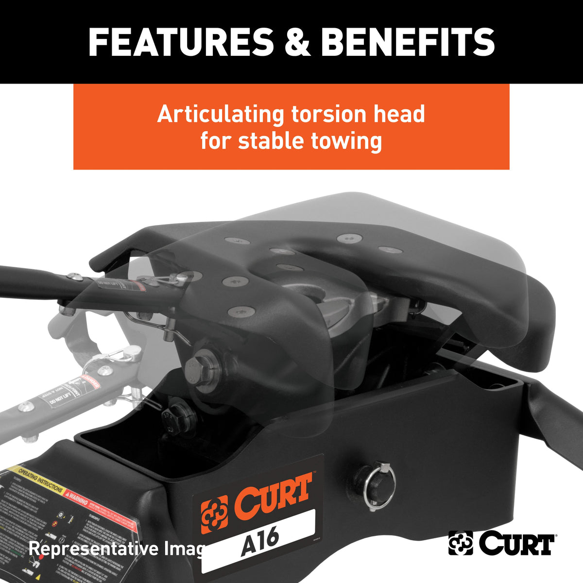 CURT 16091 A16 5th Wheel Hitch, 16,000 lbs, Select Chevrolet Silverado, GMC Sierra 2500, 3500 HD, 8-Foot Bed Puck System