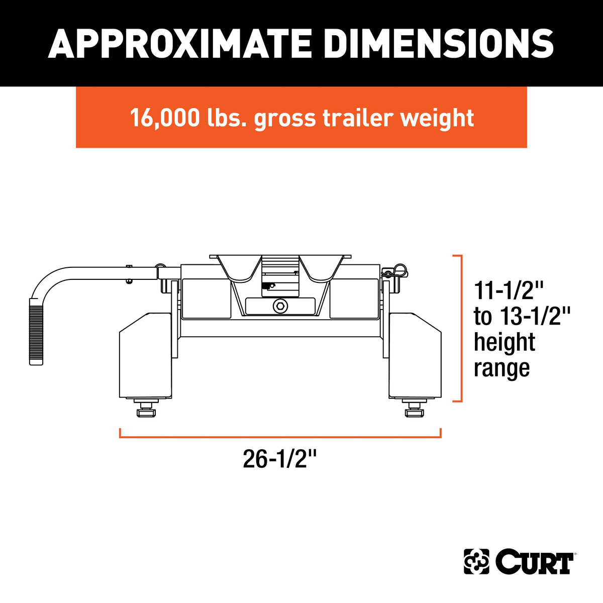 CURT 16097 E16 5th Wheel Hitch, 16,000 lbs, Select Chevrolet Silverado, GMC Sierra 2500, 3500 HD, 8-Foot Bed Puck System