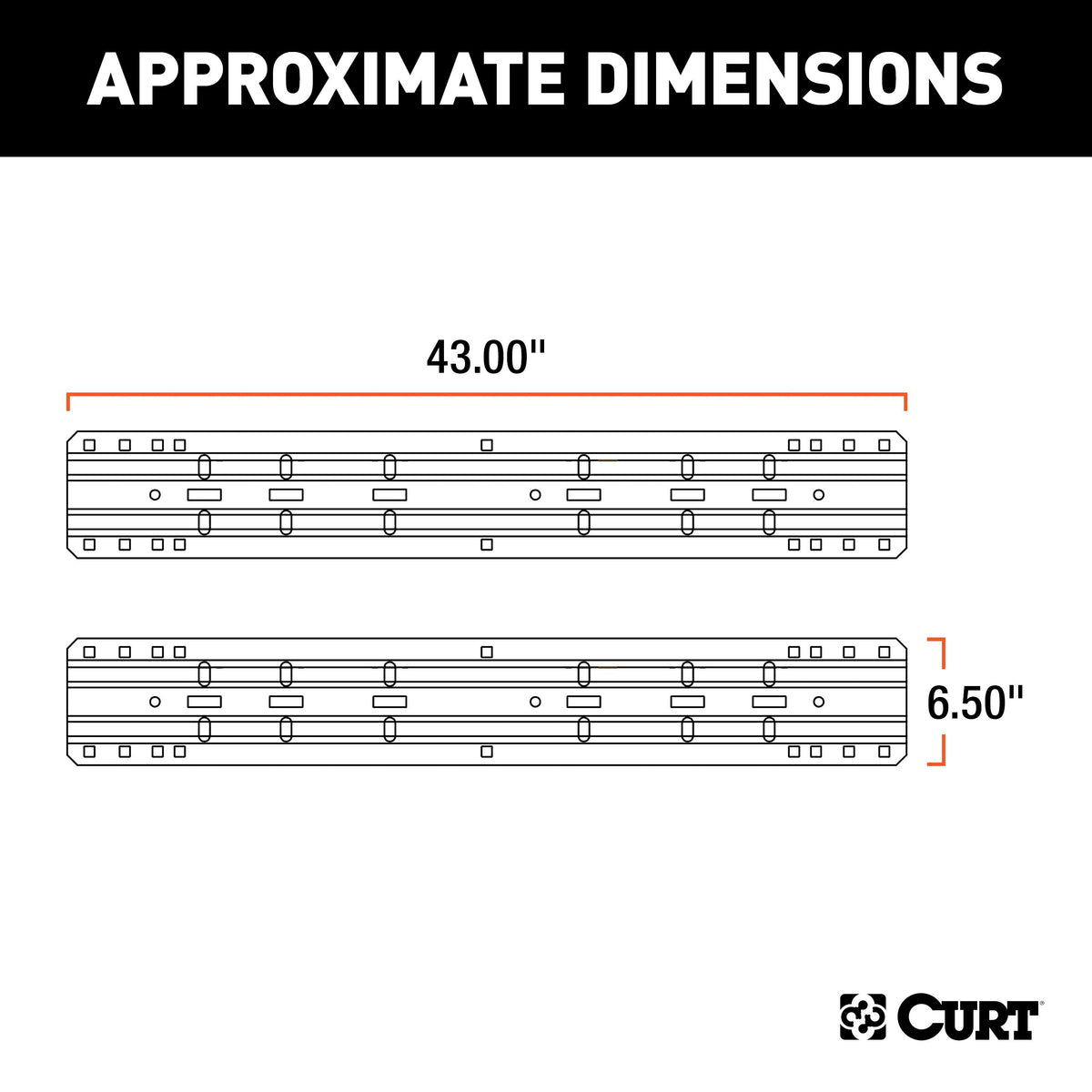CURT 16104 Industry-Standard 5th Wheel Hitch Rails, Gloss Black, 25,000 Pounds