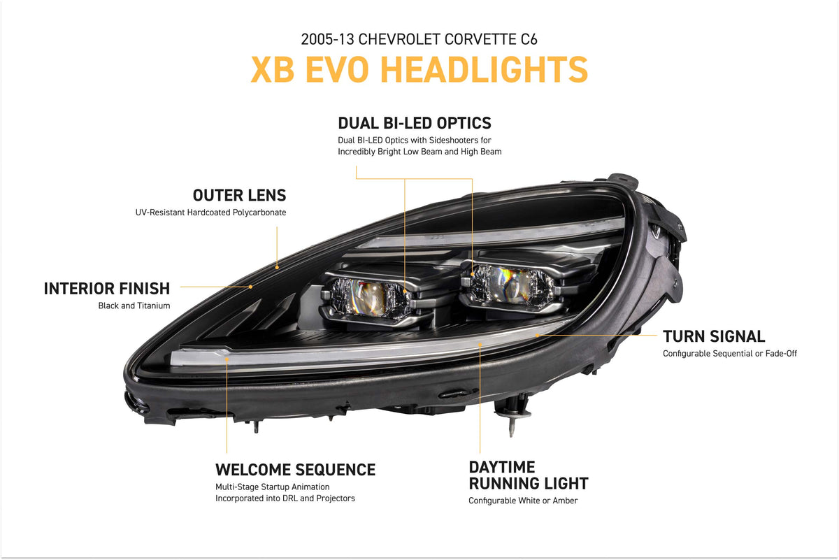 Morimoto - XB Evo Headlights: 05-13 Corvette C6 (Set) - LF2-460
