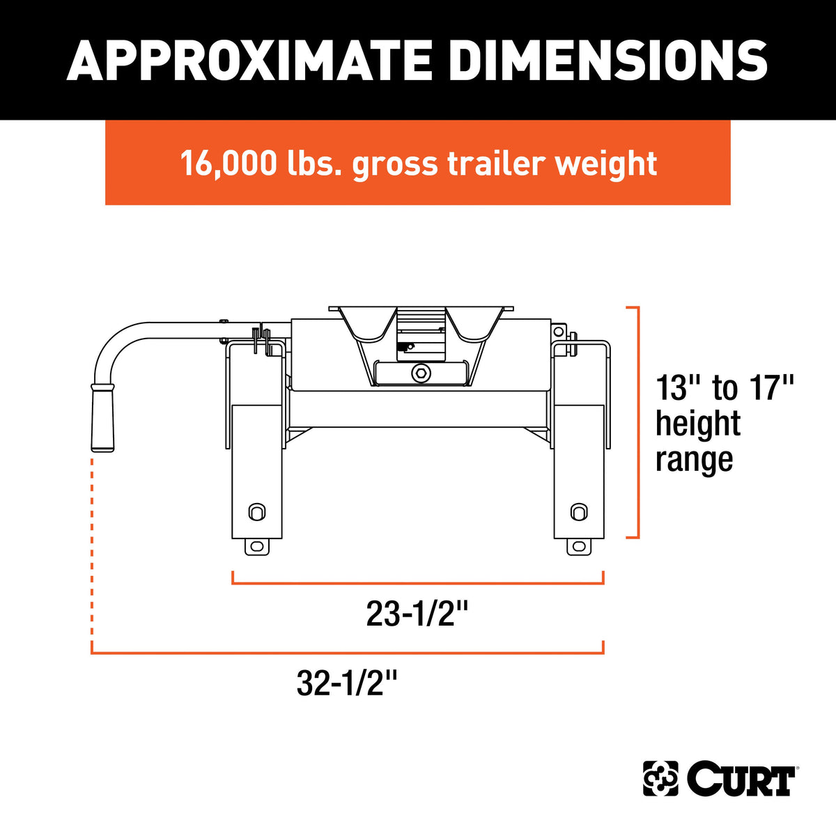 CURT 16115 E16 5th Wheel Hitch, 16,000 lbs