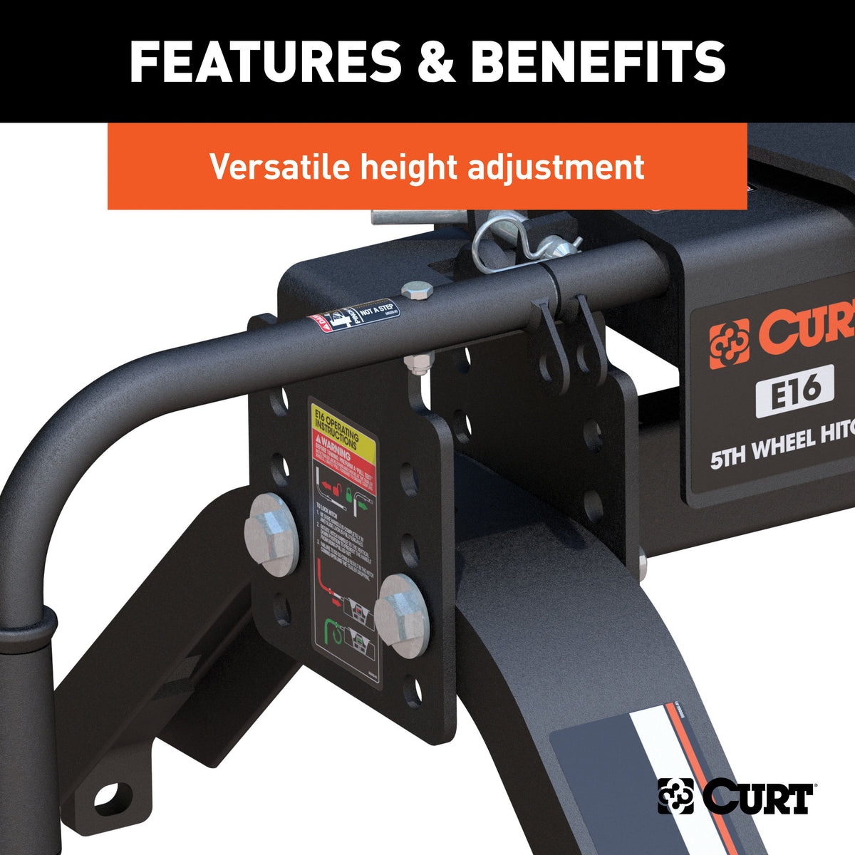 CURT 16115 E16 5th Wheel Hitch, 16,000 lbs