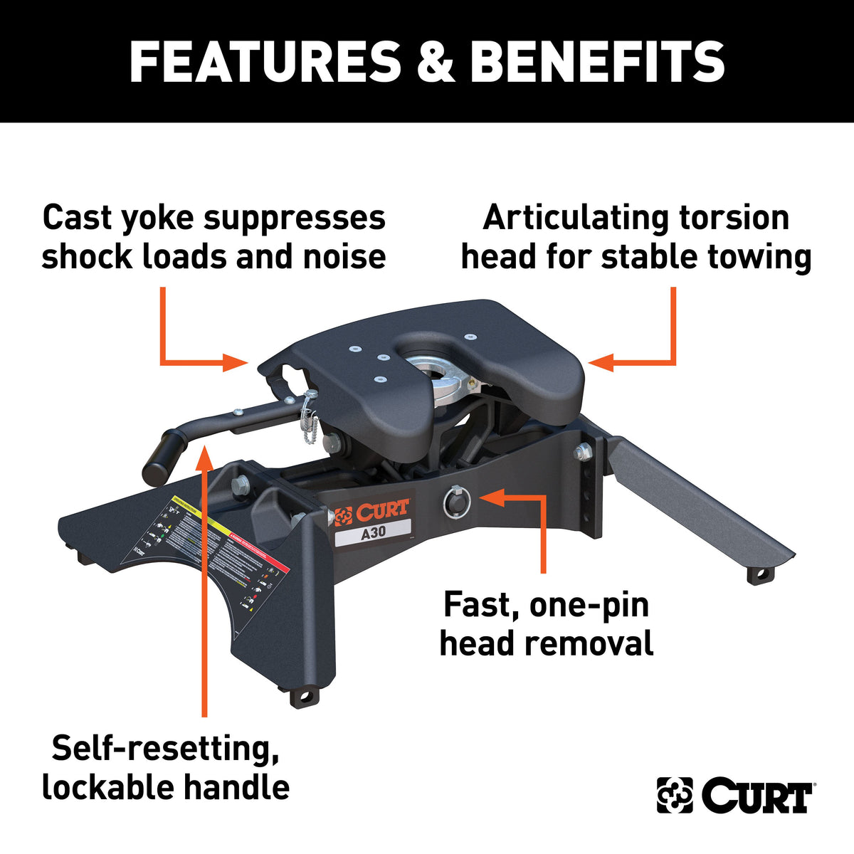 CURT 16190 A30 5th Wheel Hitch, 30,000 lbs