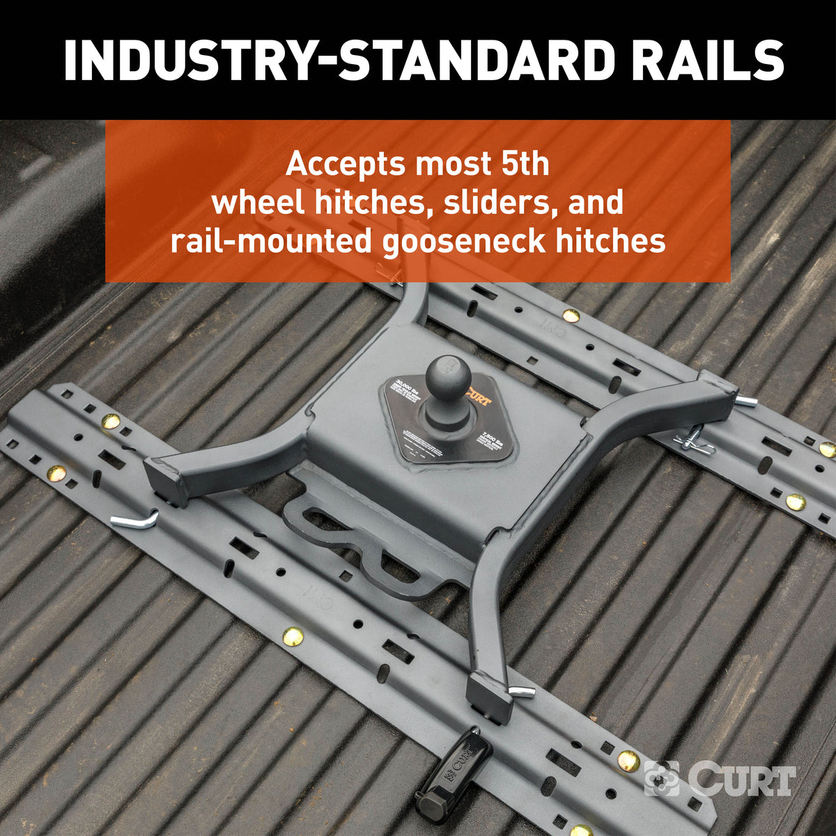 CURT 16205 Industry-Standard 5th Wheel Hitch Rails, Grey Teridium, 40,000 Pounds