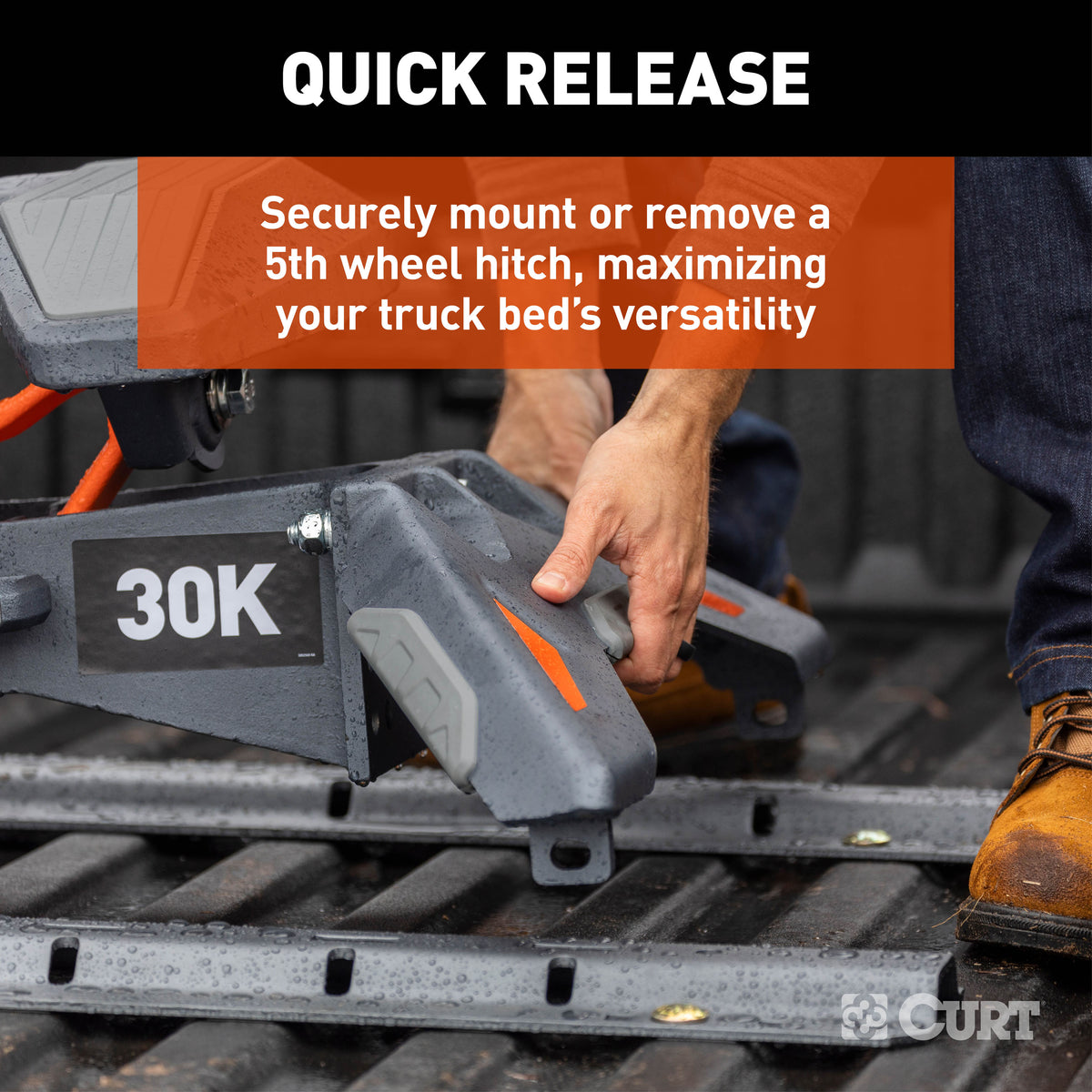 CURT 16205 Industry-Standard 5th Wheel Hitch Rails, Grey Teridium, 40,000 Pounds