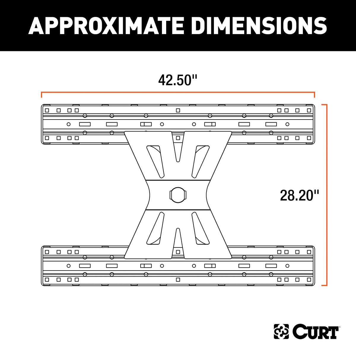 CURT 16210 X5 Gooseneck to 5th Wheel Adapter for Double Lock Hitches, Industry-Standard Base Rails, 20,000 lbs