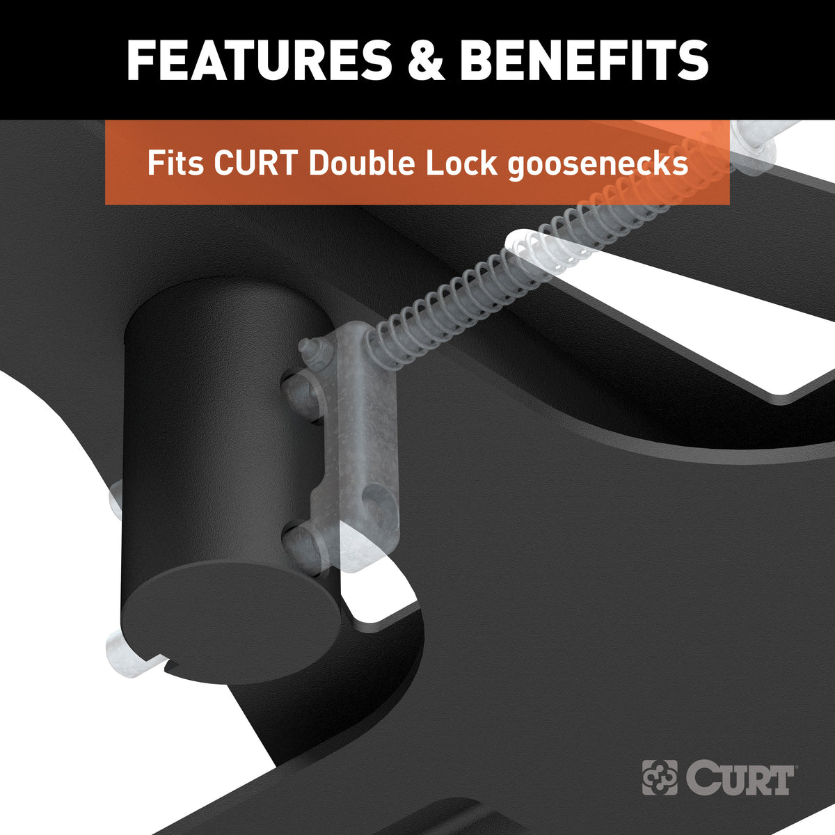 CURT 16210 X5 Gooseneck to 5th Wheel Adapter for Double Lock Hitches, Industry-Standard Base Rails, 20,000 lbs