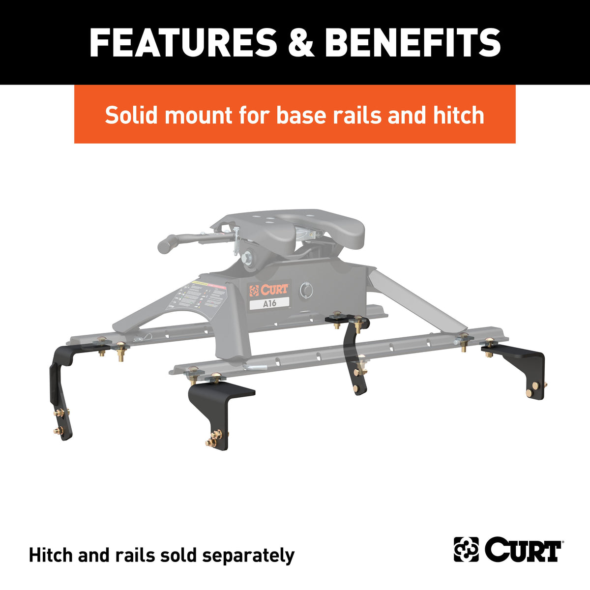 CURT 16306 5th Wheel Installation Brackets, Fits Select Dodge, Ram 1500 with Coil Springs, Additional Brackets Required