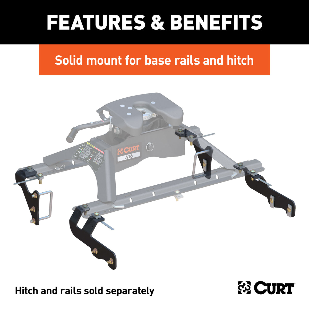 CURT 16307 5th Wheel Installation Brackets, Fits Select Ram 1500