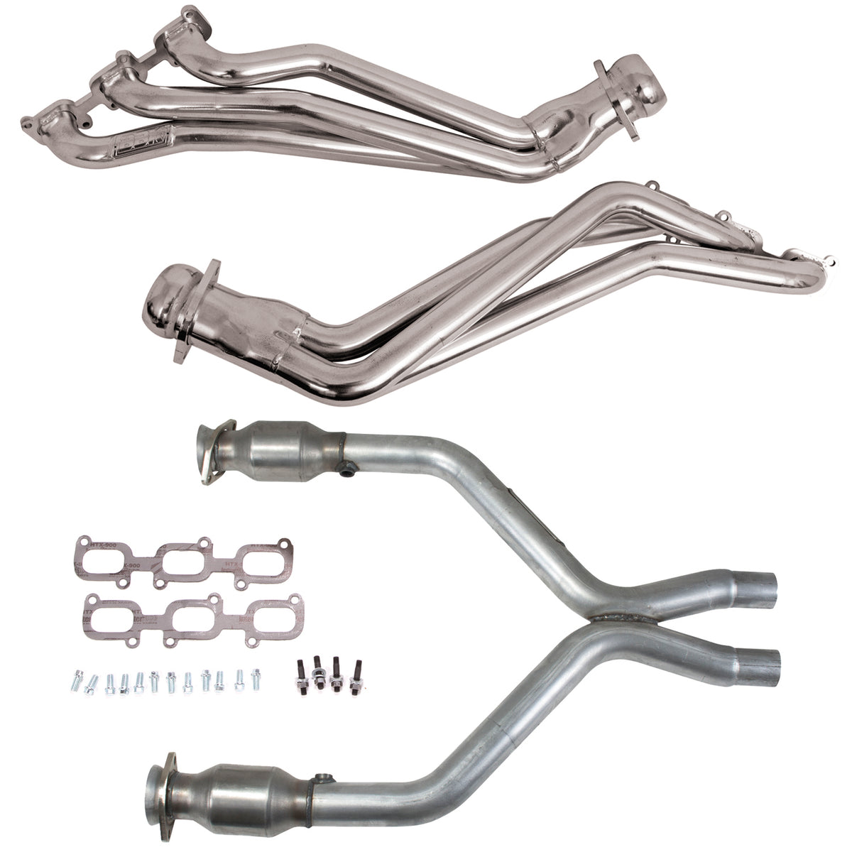 BBK 11-14 Ford Mustang V6 1-3/4 Long Tube Headers w/High Flow Catted X-Pipe (Silver Ceramic) - 16422