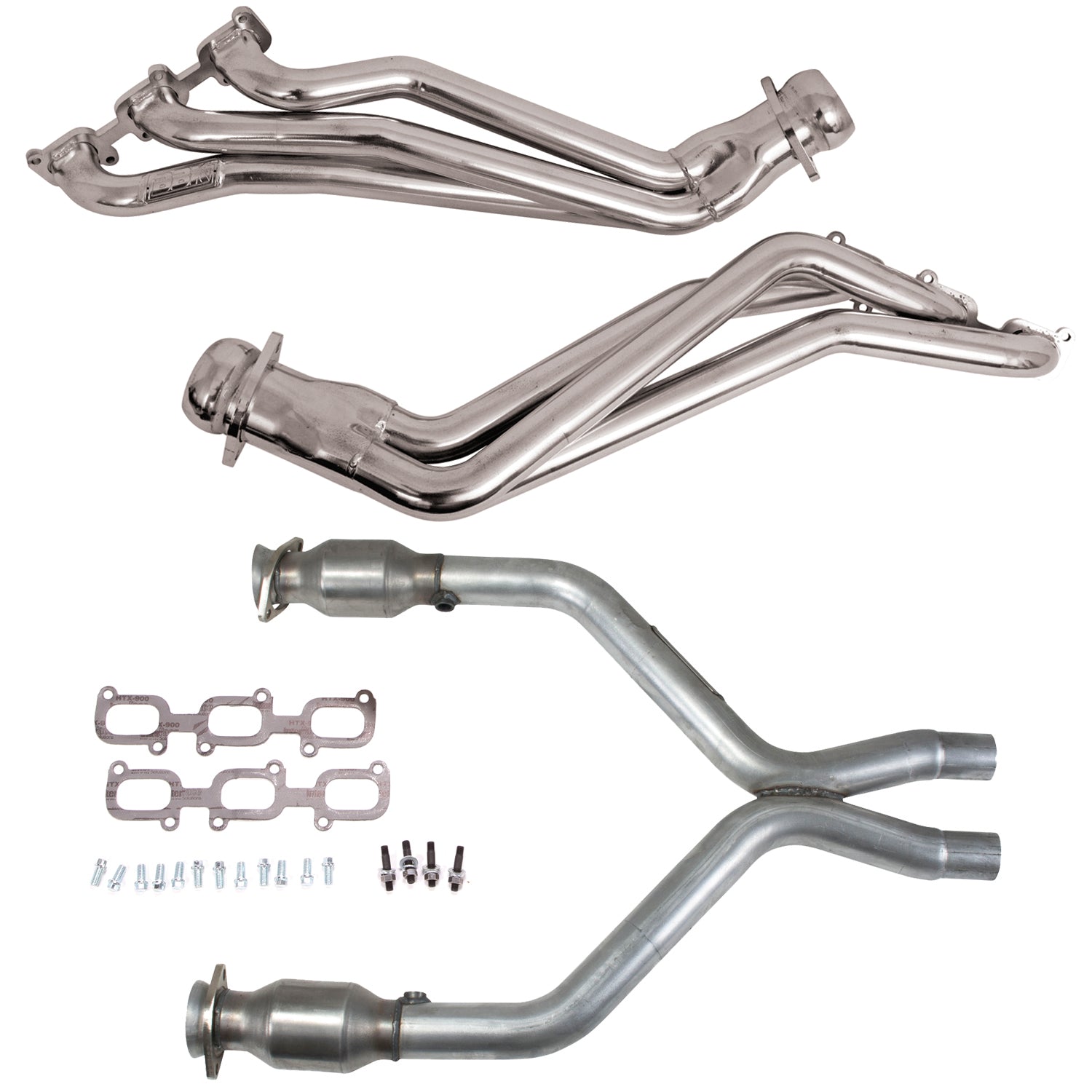 BBK 11-14 Ford Mustang V6 1-3/4 Long Tube Headers w/High Flow Catted X-Pipe (Silver Ceramic) - 16422