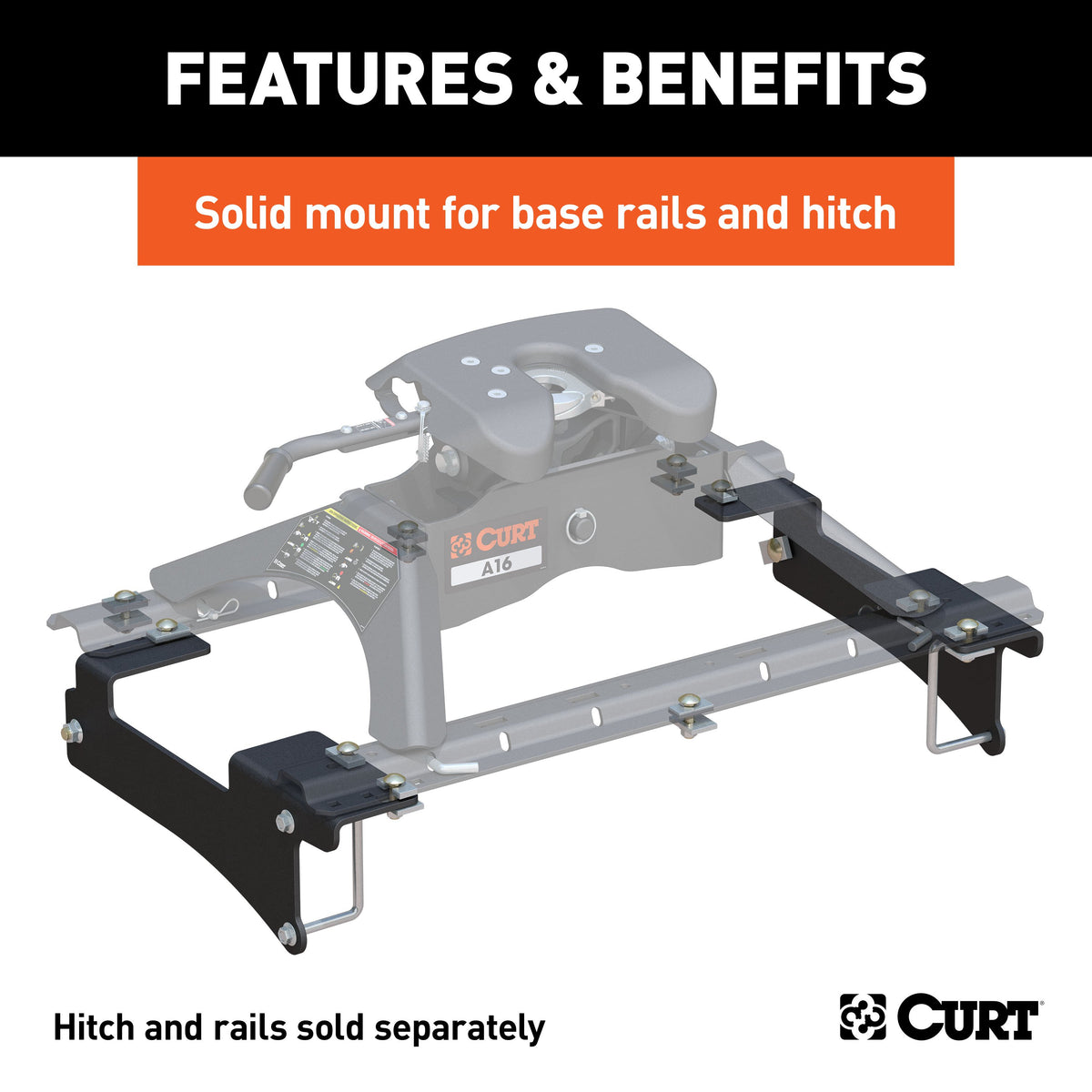CURT 16429 5th Wheel Installation Brackets, Fits Select Chevrolet Silverado, GMC Sierra 2500, 3500 HD
