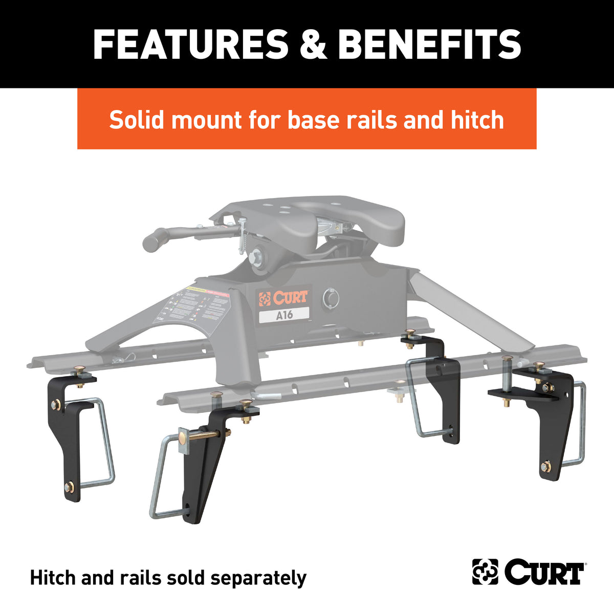 CURT 16430 5th Wheel Installation Brackets, Fits Select Ram 2500, 3500