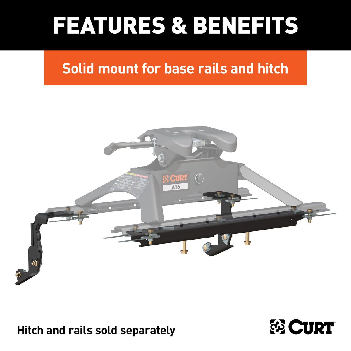 CURT 16444 5th Wheel Installation Brackets, Fits Select Ram 1500 with Factory Air Suspension