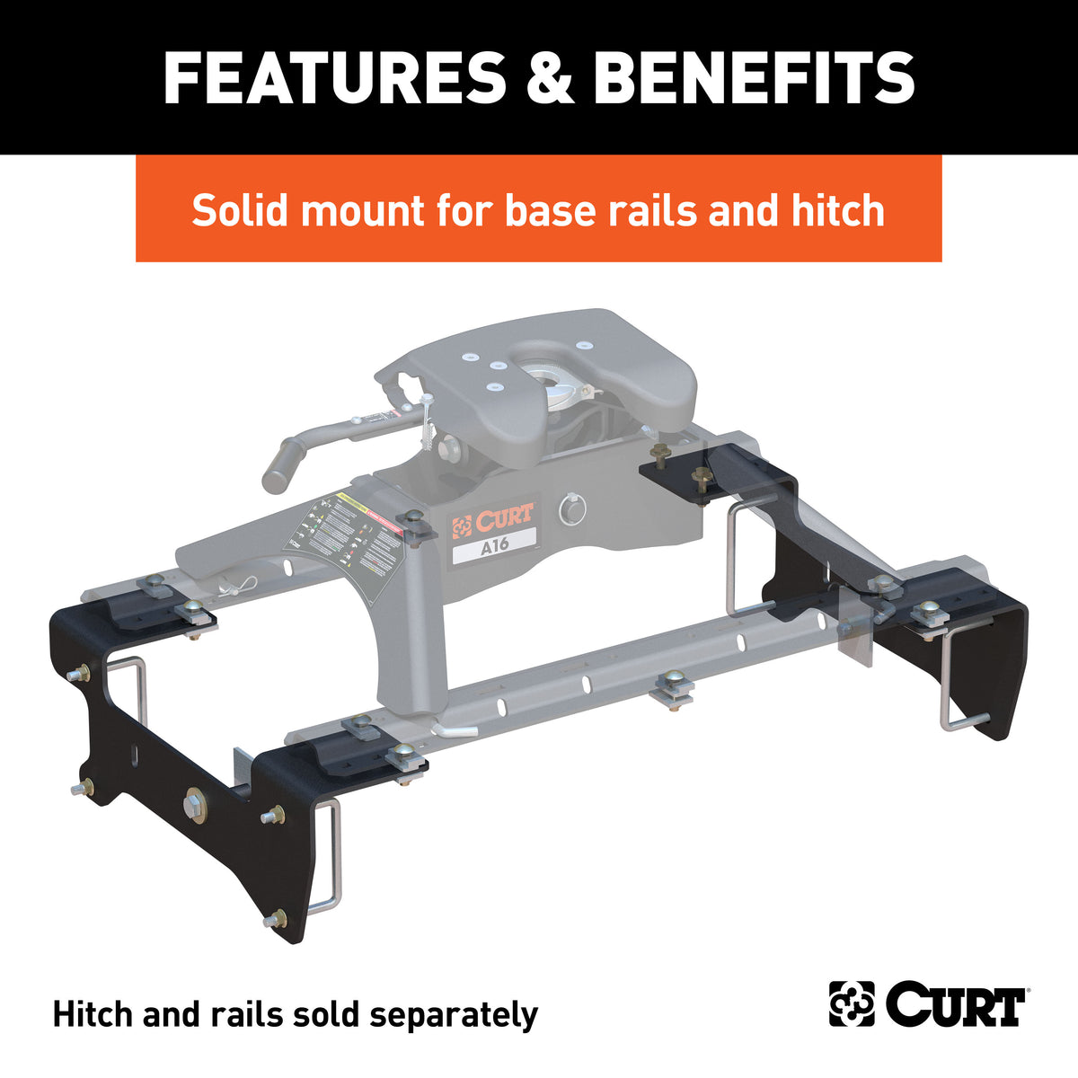 CURT 16469 5th Wheel Installation Brackets, Fits Select Chevrolet Silverado, GMC Sierra 1500, Except 5.5-Foot Bed