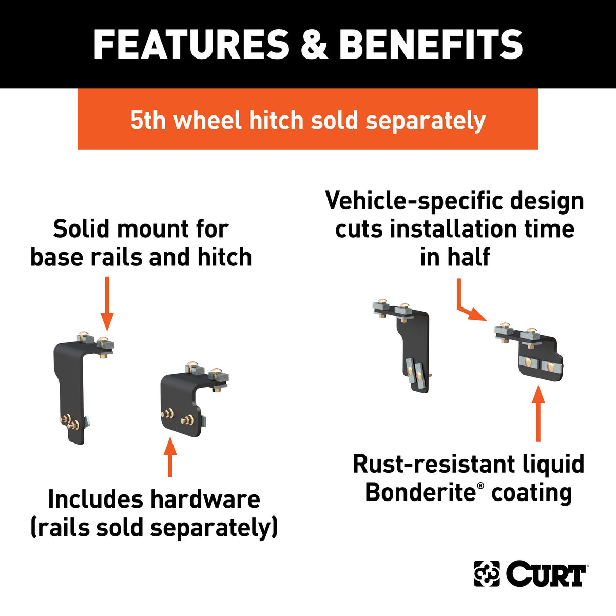 CURT 16470 5th Wheel Installation Brackets, Fits Select Nissan Titan