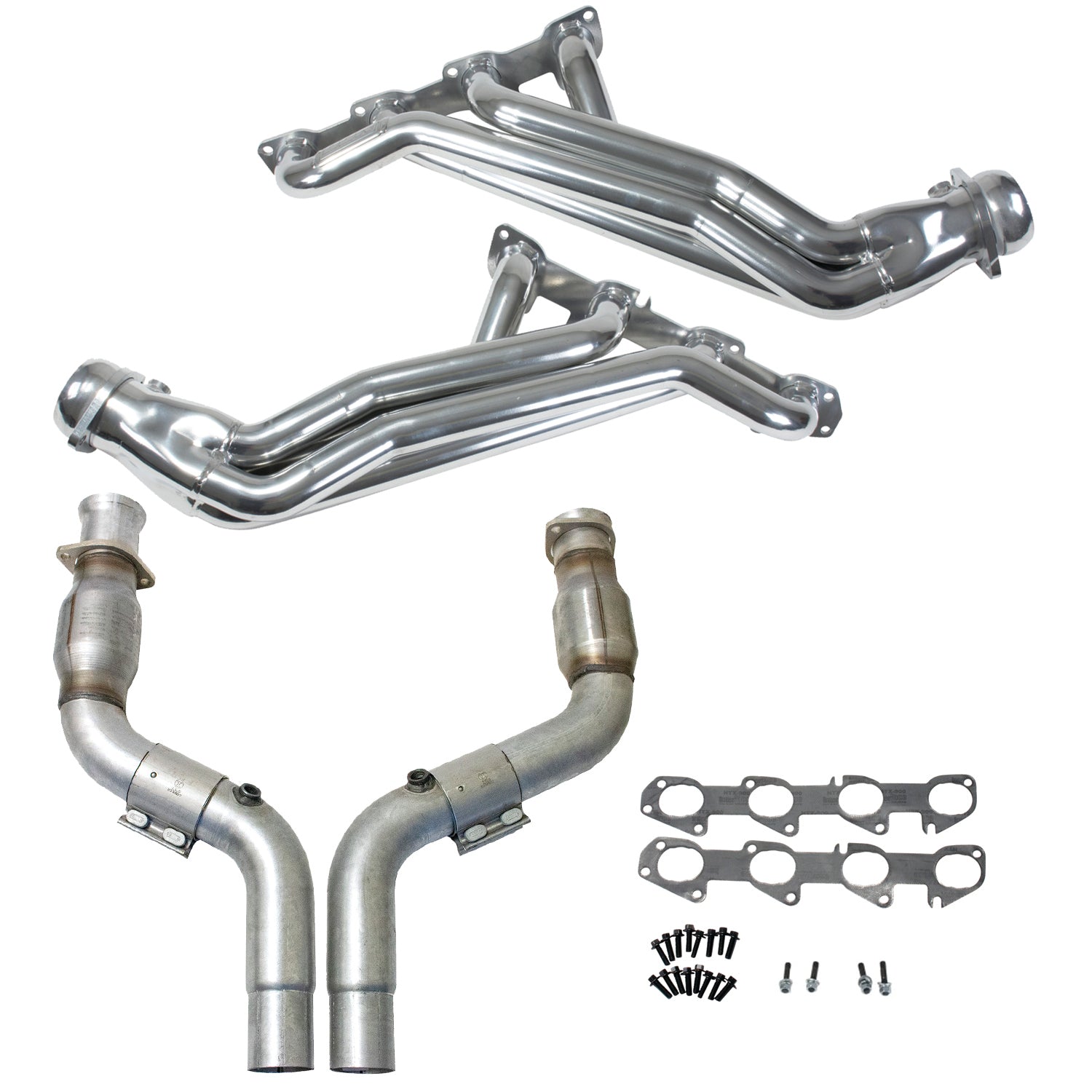 BBK 05-24 Dodge 6.1L/6.2L/6.4L Hemi 1-7/8in Headers w/High Flow Catted Mid Pipe (Silver Ceramic) - 16484