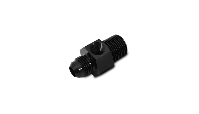 Vibrant -6AN Male to 1/4in NPT Male Union Adapter Fitting w/ 1/8in NPT Port - 16495