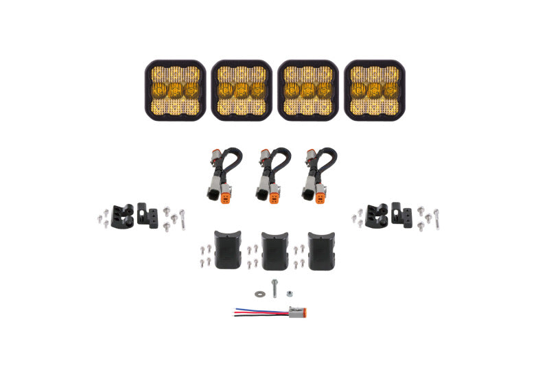Diode Dynamics SS5 Pro Universal CrossLink 4-Pod Lightbar - Yellow Combo - DD7241