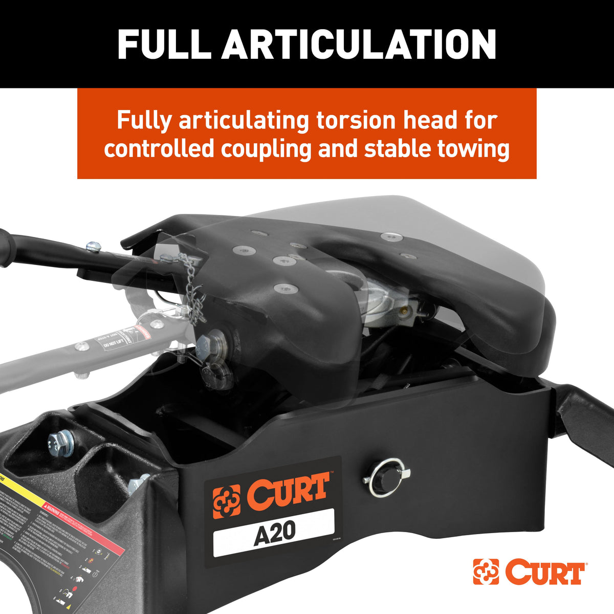CURT 16531 A20 5th Wheel Slider Hitch for Short Bed Trucks, 20,000 lbs