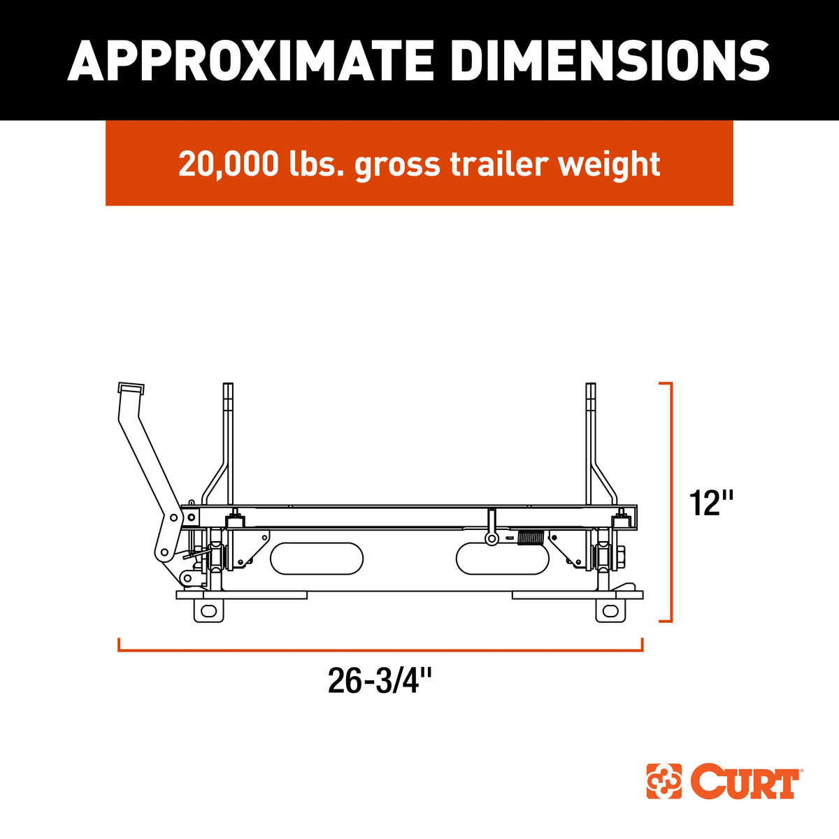 CURT 16564 S20 Sliding 5th Wheel Hitch for Short Bed Trucks, 20,000 lbs (Head Required)
