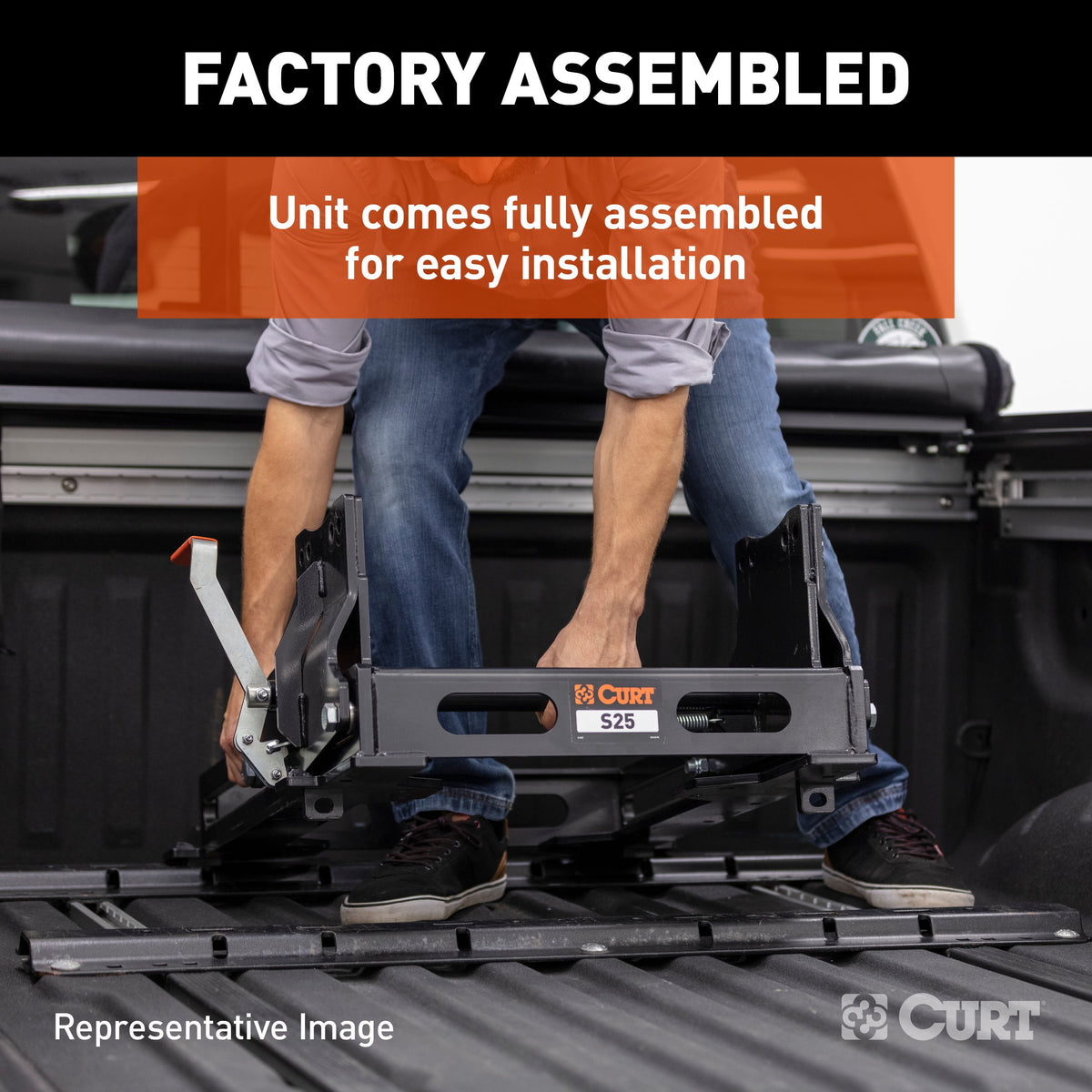 CURT 16564 S20 Sliding 5th Wheel Hitch for Short Bed Trucks, 20,000 lbs (Head Required)