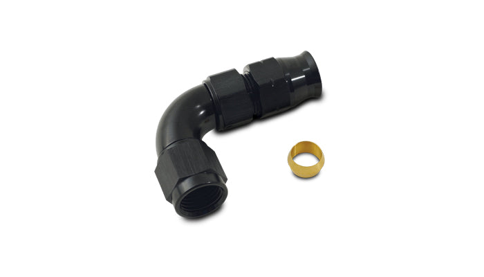 Vibrant 3/8In Tube to -6AN Female 90 Degree Union Adapter Fitting w/ Olive Inserts - 16566