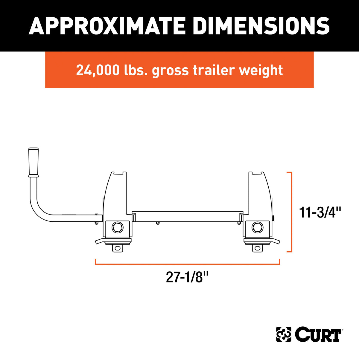 CURT 16570 R24 5th Wheel Roller for Short Bed Trucks, 24,000 lbs