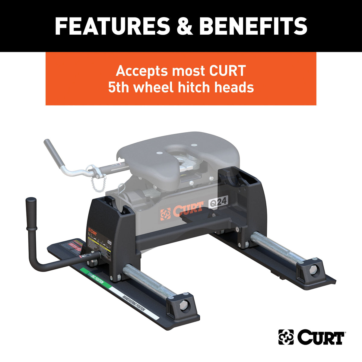 CURT 16570 R24 5th Wheel Roller for Short Bed Trucks, 24,000 lbs