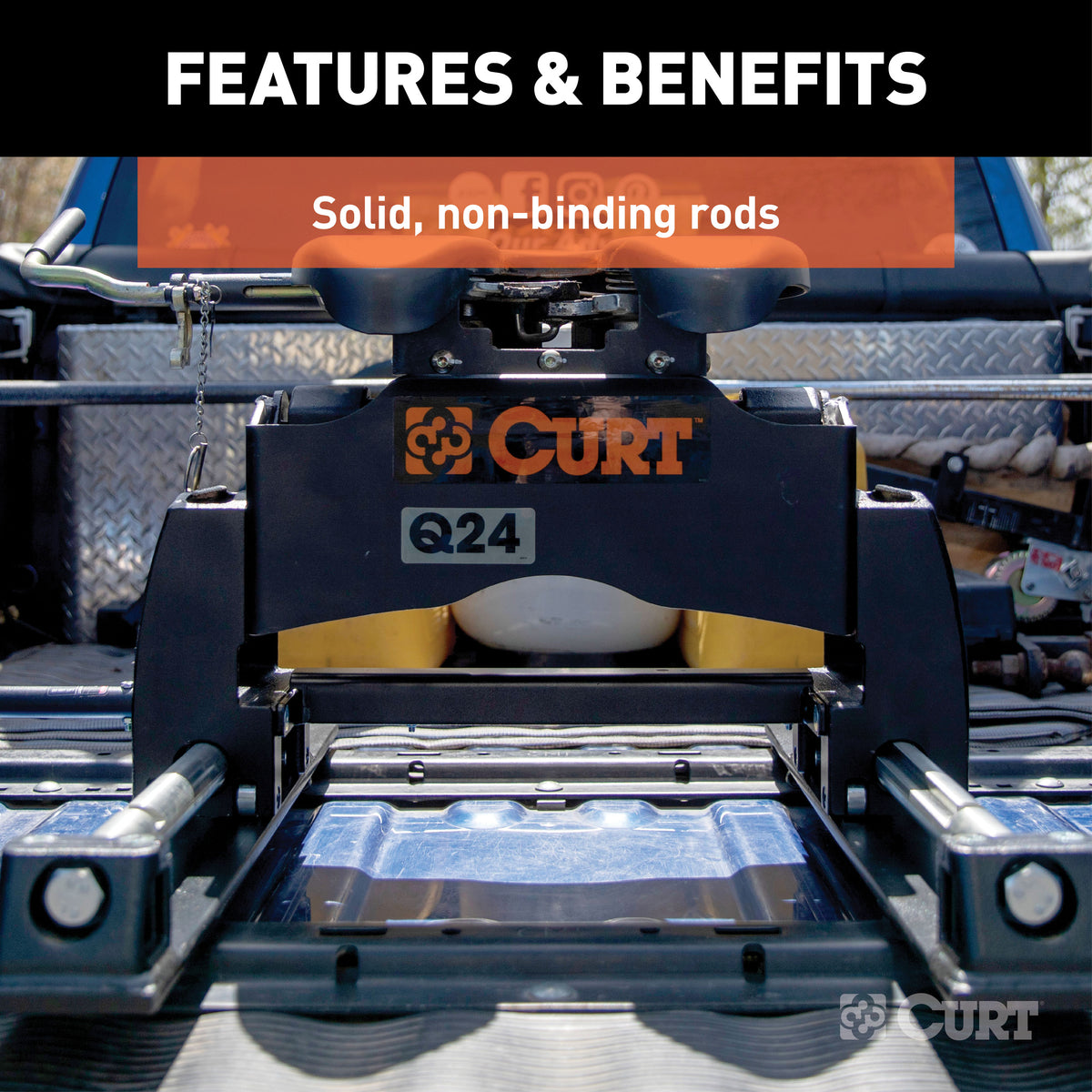 CURT 16570 R24 5th Wheel Roller for Short Bed Trucks, 24,000 lbs