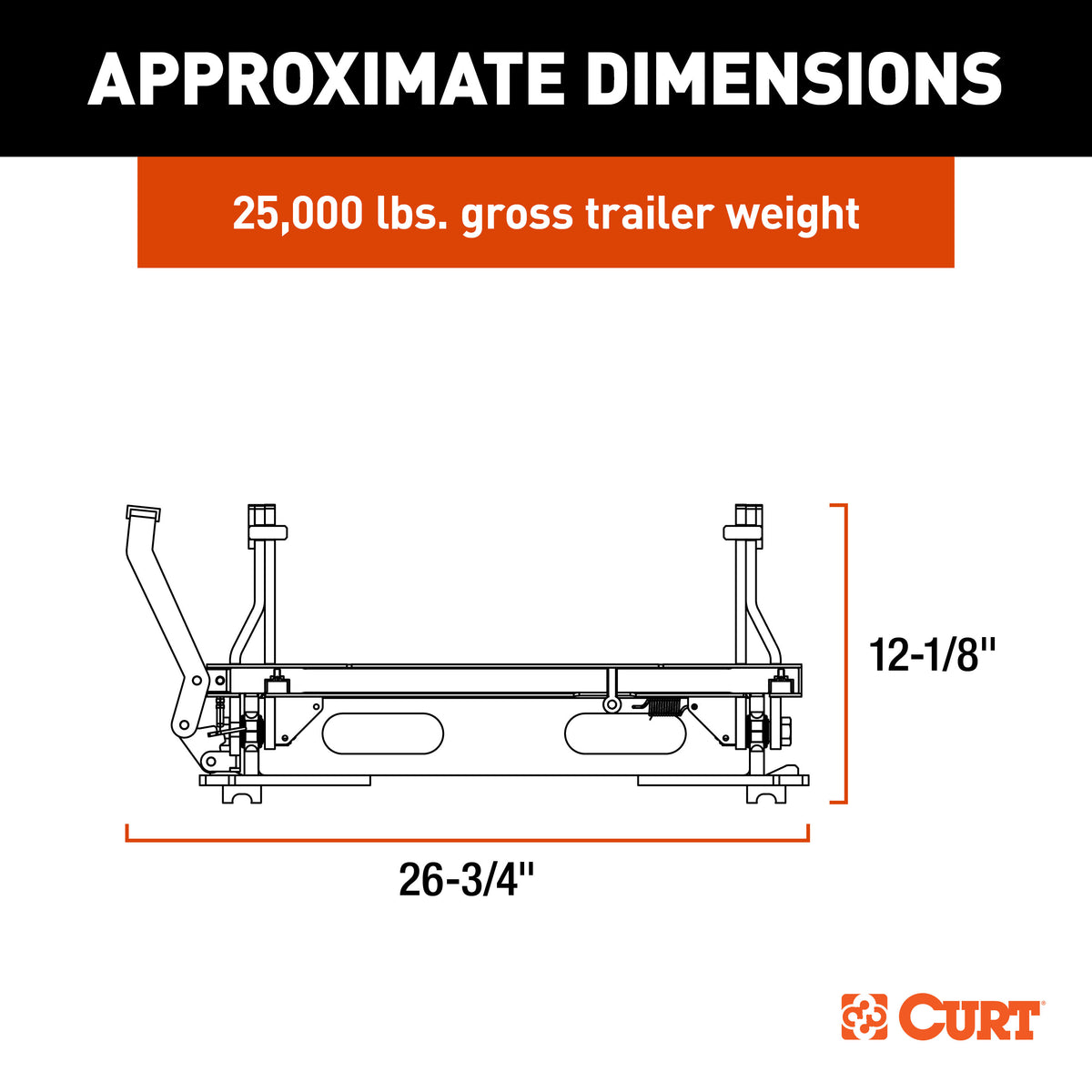 CURT 16574 S25 Sliding 5th Wheel Hitch for Short Bed Trucks, 25,000 lbs (Head Required)