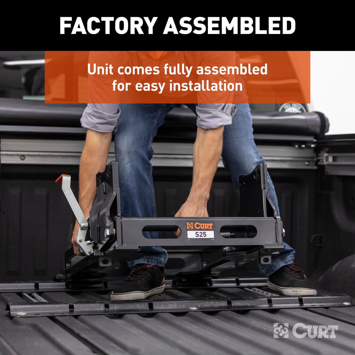 CURT 16574 S25 Sliding 5th Wheel Hitch for Short Bed Trucks, 25,000 lbs (Head Required)