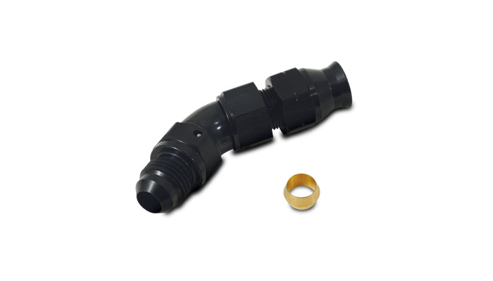 Vibrant 45 Degree 1/2in Tube to Male -8AN Flare Adapter w/ Olive Inserts - 16578