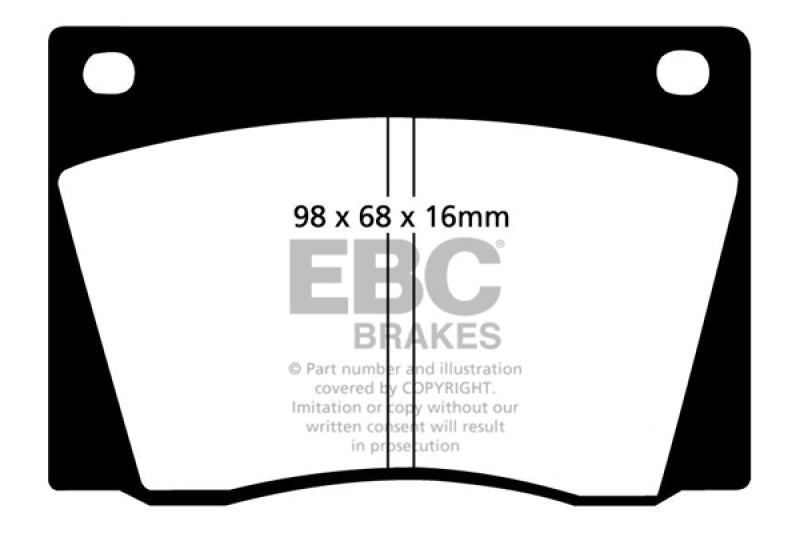EBC 67-74 Ac 428 7.0 Yellowstuff Front Brake Pads - DP4108R for 1963-1973 AC Shelby Cobra - front view