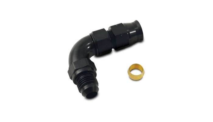 Vibrant 90 Degree 1/2in Tube to Male -8AN Flare Adapter w/ Olive Inserts - 16588