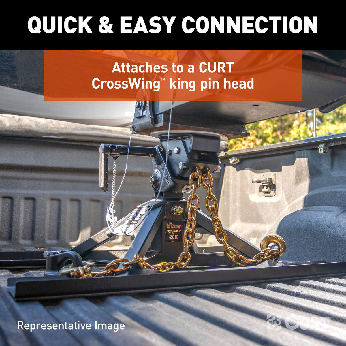 CURT 16612 CrossWing 5th Wheel Safety Chain Assembly with Rail Anchors
