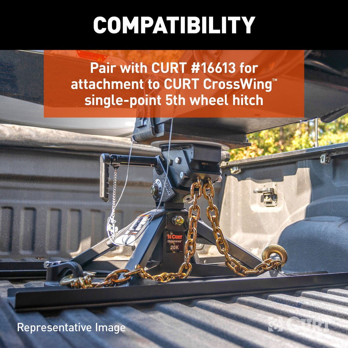 CURT 16615 CrossWing 5th Wheel Safety Chain Anchor Plate for Gooseneck Ball