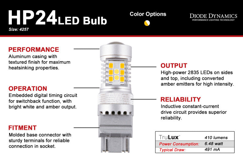 Diode Dynamics 4257 HP24 LED Bulb - Cool - White Switchback (Single) - DD0462S