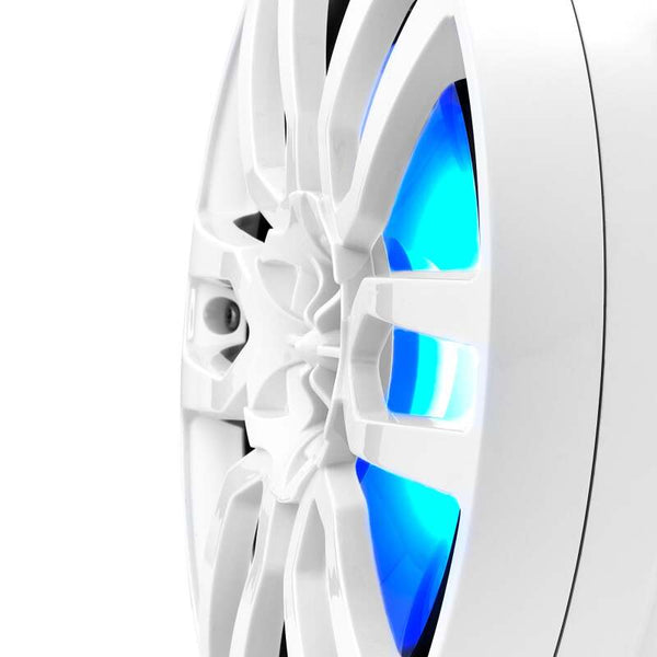 DS18 Compact Towers With Flat And Pole Mounts 8in 125 Watts RMS RGB LED Lights White - NXL-PS8W - front view