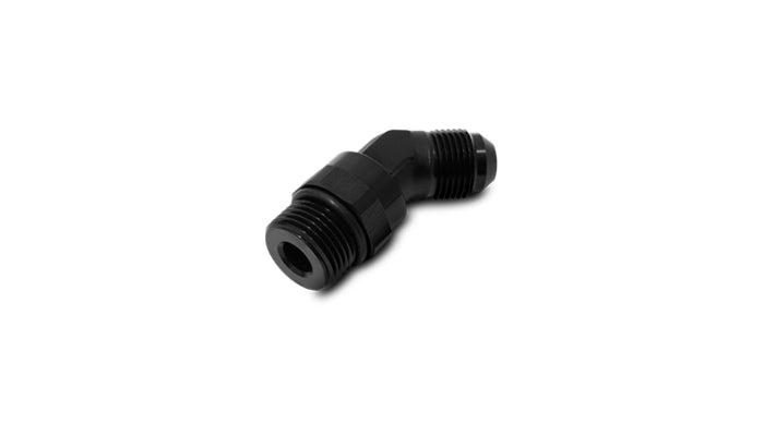Vibrant -6AN Male Flare to Male -8AN ORB Swivel 45 Degree Adapter Fitting - Anodized Black - 16941