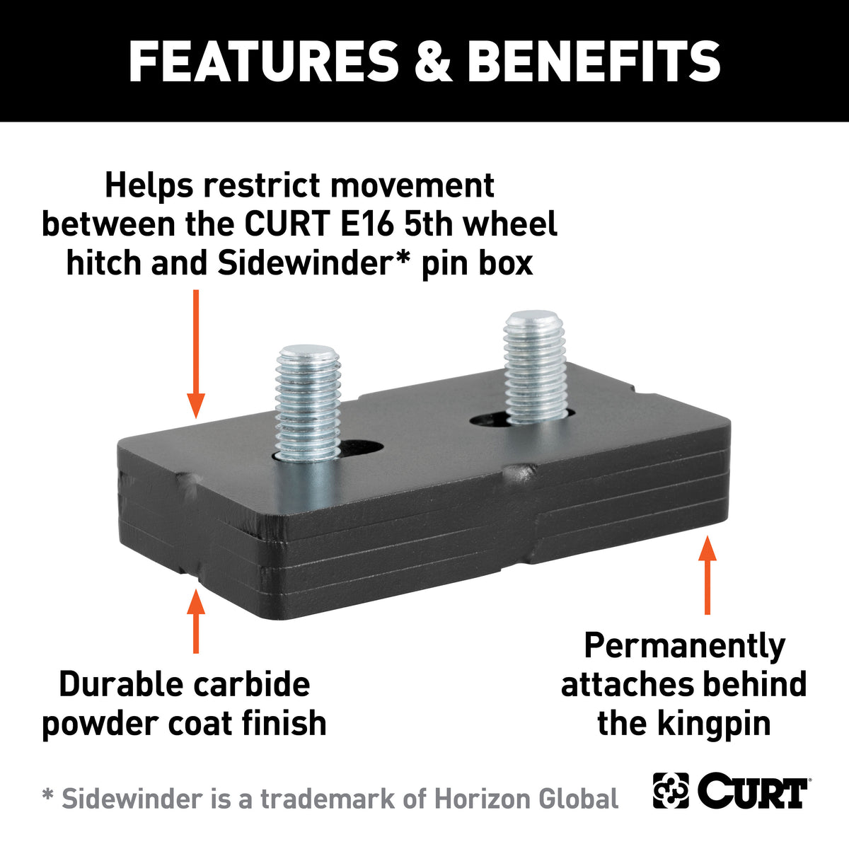 CURT 16991 E16 5th Wheel Wedge Kit for Rotating Pin Box
