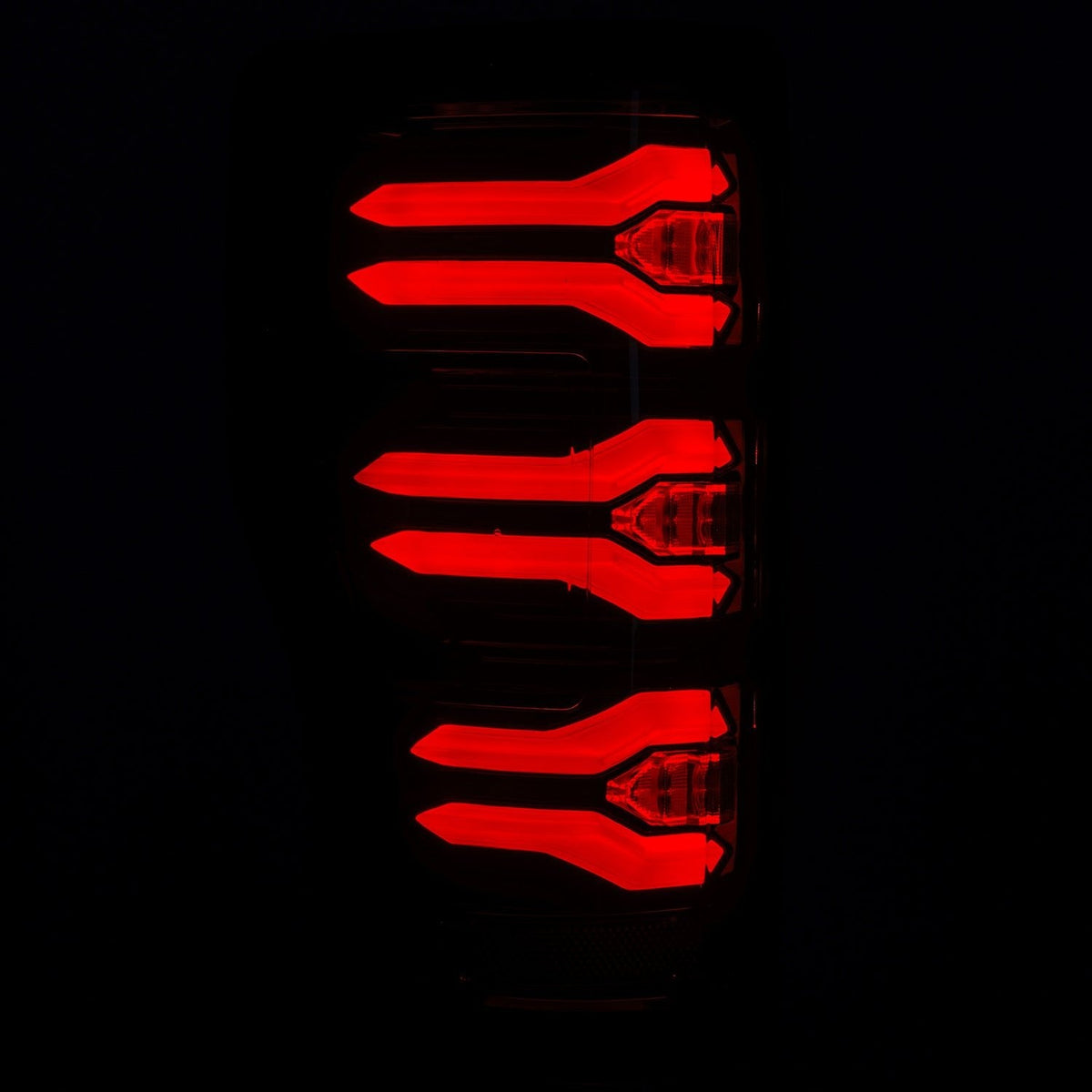 AlphaRex 17-19 Ford F150/F250/F350 LUXX LED Taillights - Black-Red - 659092 for 2017-2019 Ford F 150 - angle view
