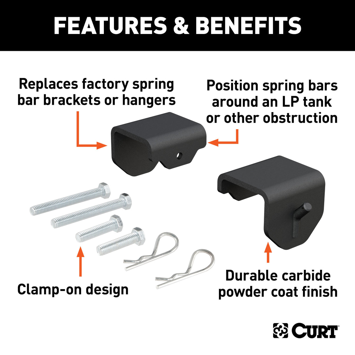 CURT 17003 Weight Distribution Hitch Clamp-On Hookup Brackets