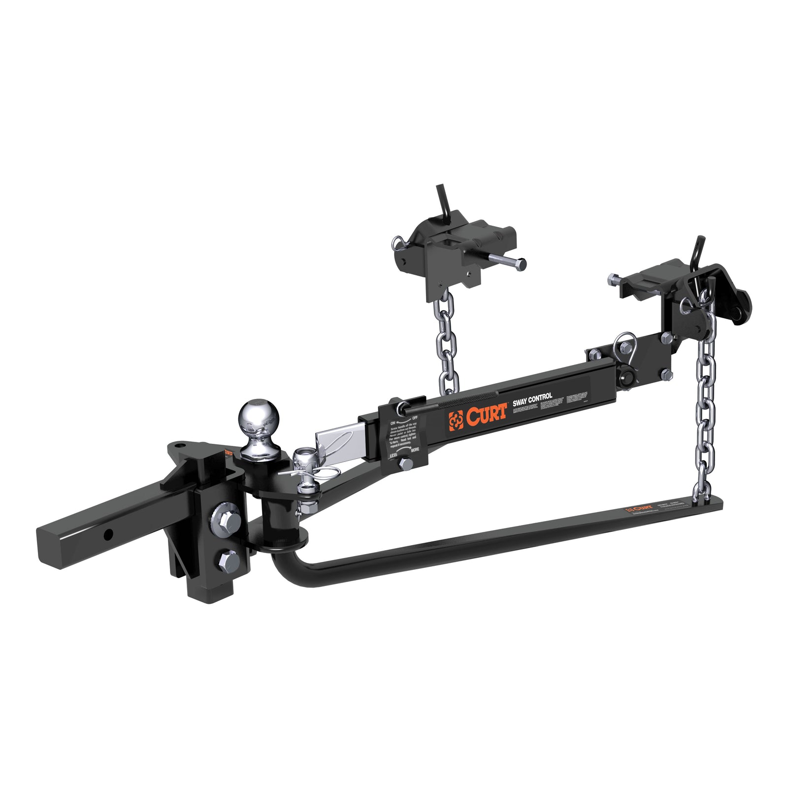 CURT 17062 Round Bar Weight Distribution Hitch with Integrated Lubrication and Sway Control, Up to 10K, 2-In Shank, 2-5/16-Inch Ball