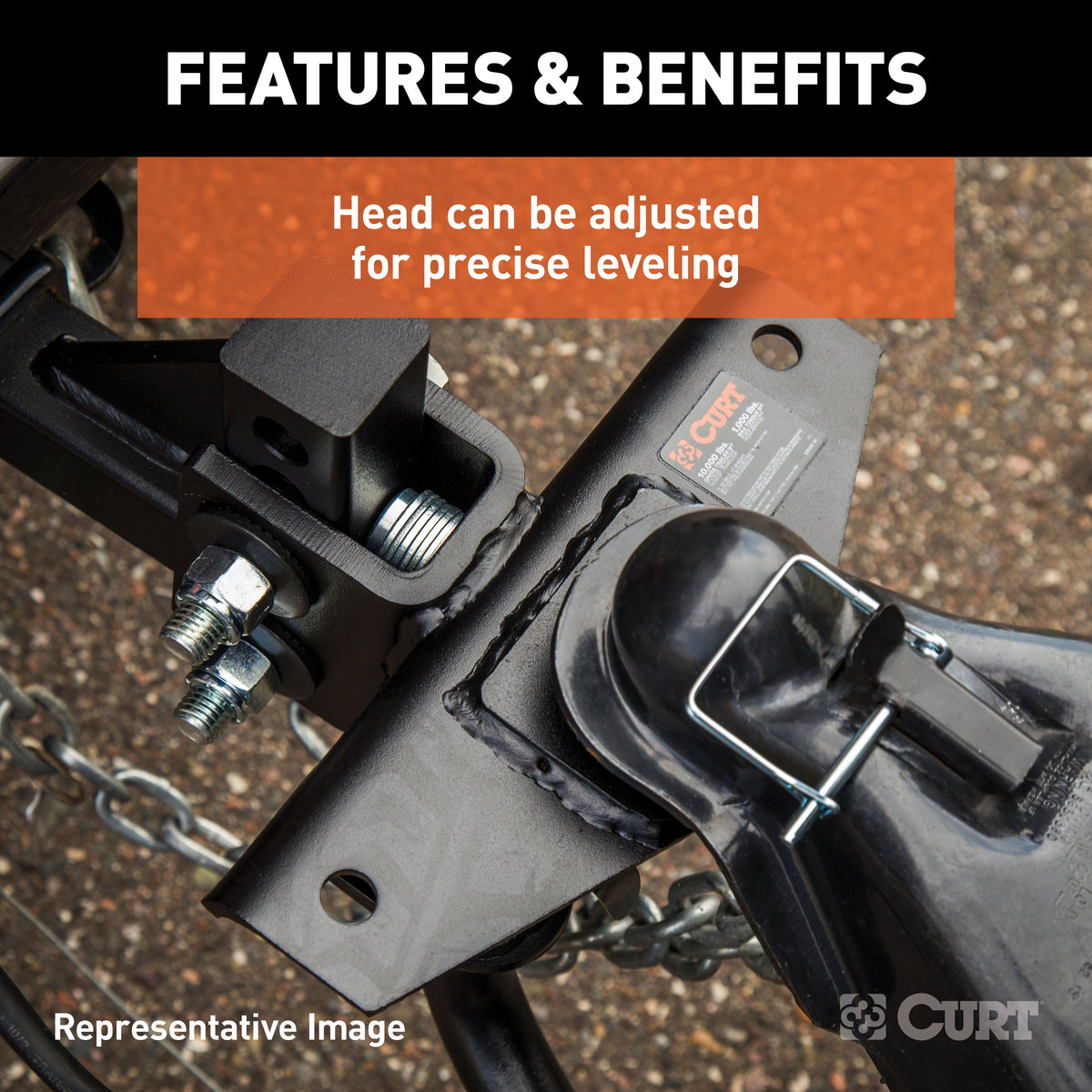 CURT 17062 Round Bar Weight Distribution Hitch with Integrated Lubrication and Sway Control, Up to 10K, 2-In Shank, 2-5/16-Inch Ball