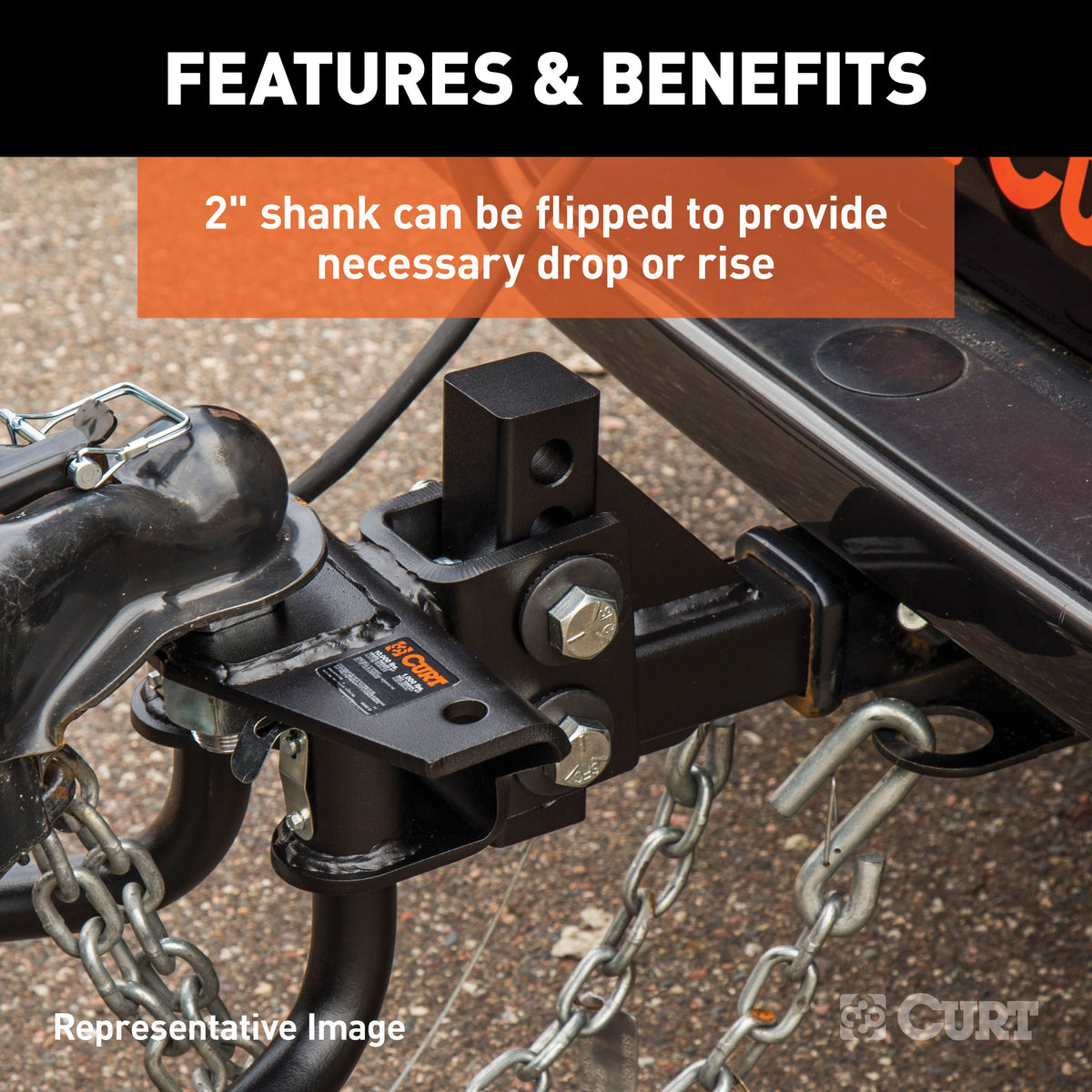 CURT 17062 Round Bar Weight Distribution Hitch with Integrated Lubrication and Sway Control, Up to 10K, 2-In Shank, 2-5/16-Inch Ball