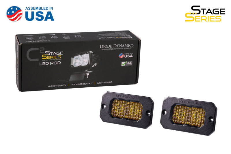 Diode Dynamics Stage Series 2in LED Pod Sport - Yellow Combo Flush ABL (Pair) - DD6730P