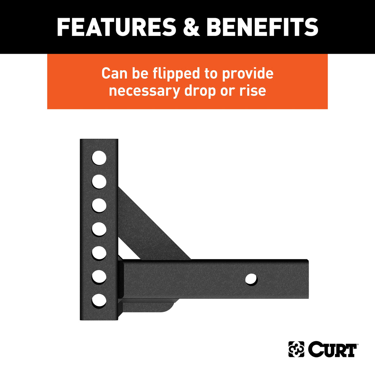 CURT 17100 Replacement Weight Distribution Hitch Shank, 2-Inch Receiver, 2-In Drop, 6-Inch Rise